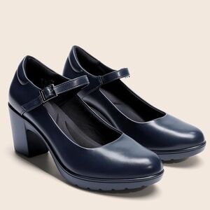 Dream Pairs Women's Classic Navy Blue Block Heels 6.5 Faux Leather